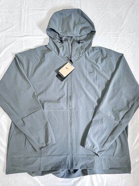 NEW Nike Repel Men’s Hooded Packable Full-Zip Windbreaker Jacket Gray XXL FB7551